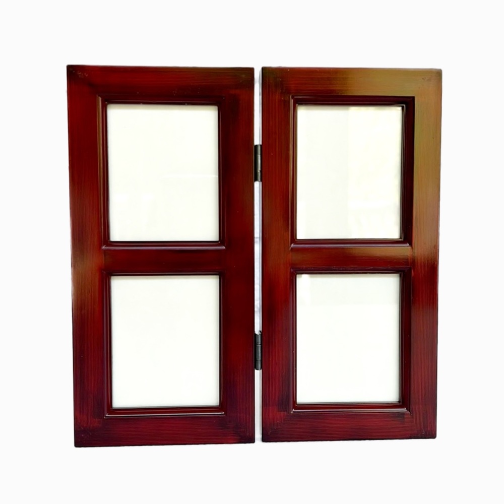 Desktop Picture Frame Hinged Bi-Folding Collage Frame Red Lacquer 7 3/4” x 8”